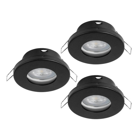 Eglo LED Einbauspot Favazzina 3-flammig GU10 3x 4W warmweiss 2700K IP44 Schwarz Klar Stahl Glas Ø8,5cm 901758