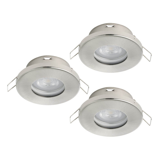 Eglo LED Einbauspot Favazzina 3-flammig GU10 3x 4W warmweiss 2700K IP44 Nickel-matt Klar Stahl Glas Ø8,5cm 901761