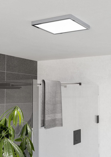 Eglo LED Aufbauleuchte Fueva 6 13W CCT warm-/neutral-/tageslichtweiss 2700/4000/6500K IP44 Chrom Stahl 29x29cm 901767