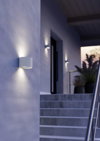 Eglo LED Außen-Wandleuchte Calpino 3 2-flammig 2x 2,8W warmweiss 3000K IP54 Weiss Klar Aluminium Glas 13,5x10cm 901843