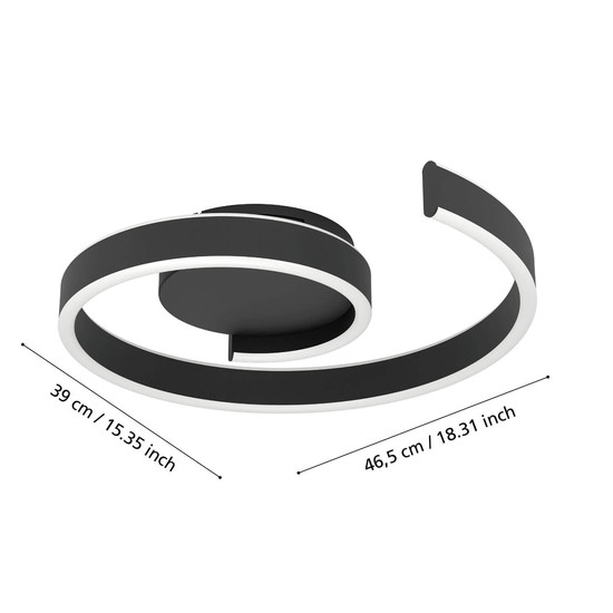Eglo LED Deckenleuchte Andabaia-Z Smart dimmbar 37W CCT warm-/tageslichtweiss 3000-6500K Zigbee Schwarz Aluminium Stahl 46,5x39cm 901888
