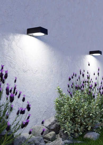 Eglo LED Solar-Wandleuchte Darfano dimmbar 6,5W neutralweiss 4000K Bewegungsmelder IP54 Schwarz mit Sensor 14,5x5,5cm 901914