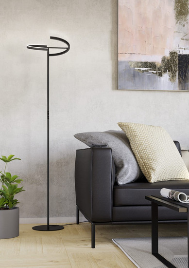Eglo LED Stehleuchte Castelpoto 2-flammig dimmbar 2x 8,8W warmweiss 3000K Schwarz Stahl 180cm 901972