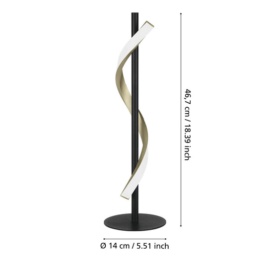 Eglo LED Tischleuchte Conaprato dimmbar 8,8W CCT warm-/tageslichtweiss 2700-6500K Schwarz Messing-gebürstet Aluminium Stahl 46,5x16,5cm 902137