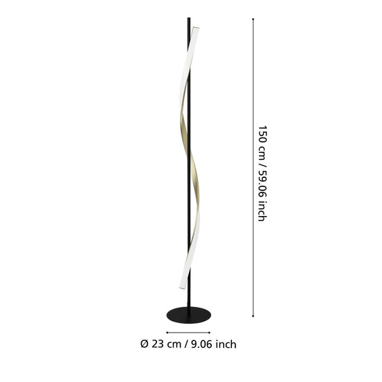 Eglo LED Stehleuchte Conaprato dimmbar 20W CCT warm-/tageslichtweiss 2700-6500K Schwarz Messing-gebürstet Aluminium Stahl 150cm 902138