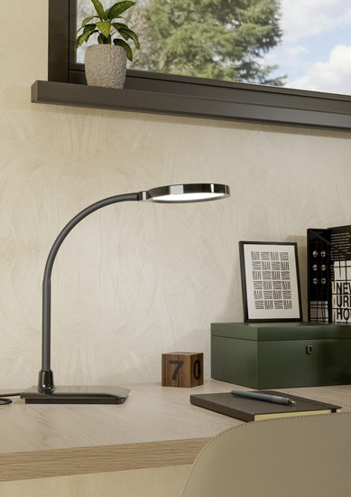 Eglo LED Tischleuchte Lauro dimmbar 5,5W CCT warm-/neutral-/tageslichtweiss 2700/4000/6500K Schwarz 36x33,5cm 902175