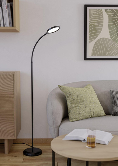 Eglo LED Stehleuchte Lauro dimmbar 5,5W CCT warm-/neutral-/tageslichtweiss 2700/4000/6500K Schwarz 132cm 902176