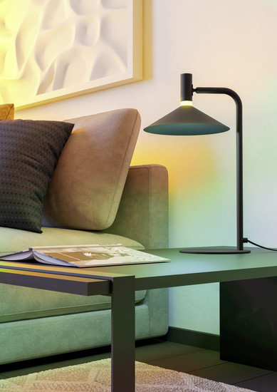 Eglo LED Tischleuchte Conomavilla-Z Smart dimmbar 7,5W RGB CCT warm-/tageslichtweiss 2700-6500K Zigbee Schwarz Stahl 45x27cm 902185