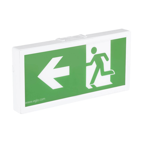 Eglo LED Notleuchte Exit C 0,19W tageslichtweiss 6000K Weiss Transparent Aluminium 27x13cm 902204