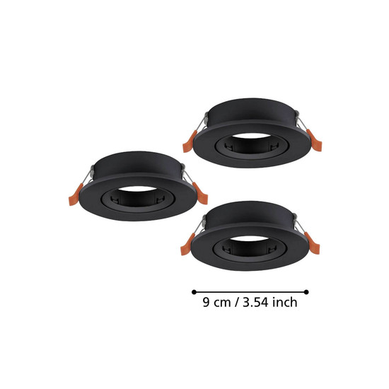 Eglo Einbauspot Barranco 3-flammig GU10 Schwarz Ø9cm 902228