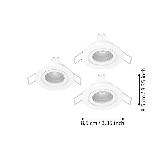 Eglo LED Einbauspot Barranco 3-flammig GU10 3x 4,5W warmweiss 3000K IP44 Weiss Ø8cm 902235
