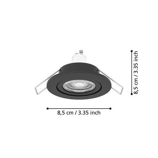 Eglo LED Einbauspot Barranco GU10 4,5W warmweiss 3000K IP44 Schwarz Ø8cm 902236