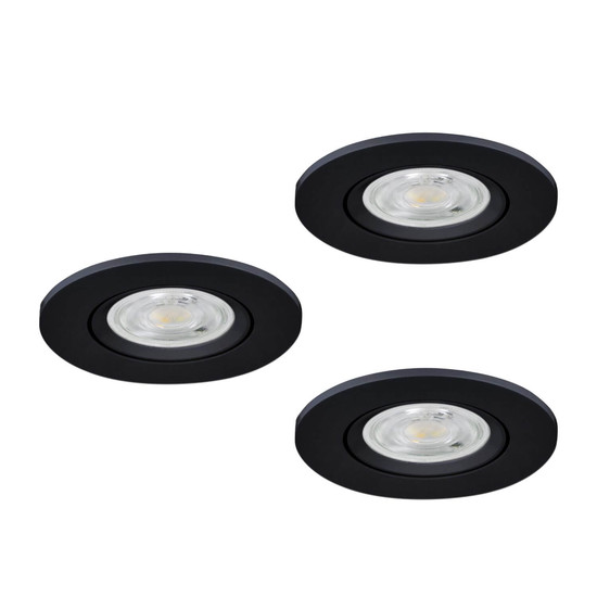 Eglo LED Einbauspot Barranco 3-flammig GU10 3x 4,5W warmweiss 3000K IP44 Schwarz Ø8cm 902237