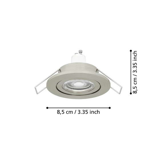 Eglo LED Einbauspot Barranco GU10 4,5W warmweiss 3000K IP44 Nickel-matt Ø8cm 902238