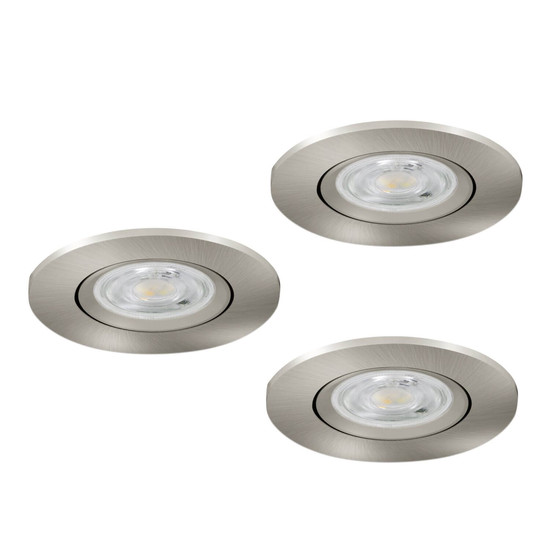 Eglo LED Einbauspot Barranco 3-flammig GU10 3x 4,5W warmweiss 3000K IP44 Nickel-matt Ø8cm 902239