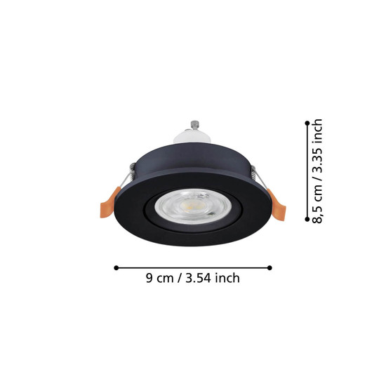 Eglo LED Einbauspot Barranco GU10 4,5W warmweiss 3000K Schwarz Ø9cm 902243