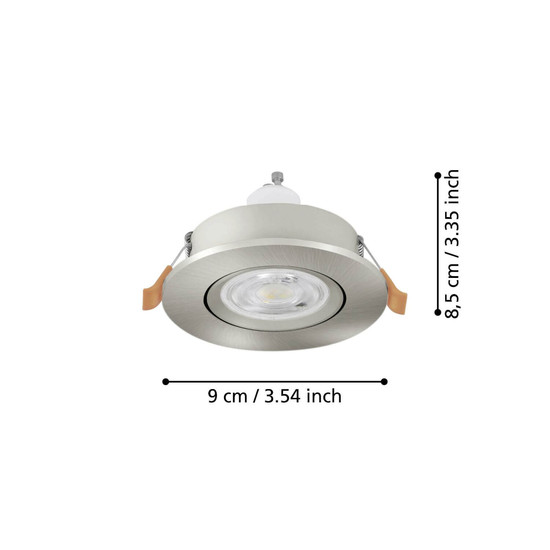 Eglo LED Einbauspot Barranco GU10 4,5W warmweiss 3000K Nickel-matt Ø9cm 902245
