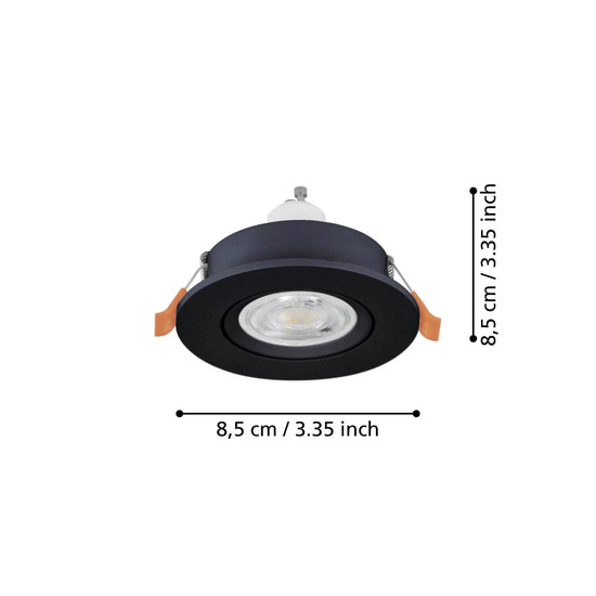 Eglo LED Einbauspot Barranco GU10 4,5W neutralweiss 4000K IP44 Schwarz Ø8cm 902249