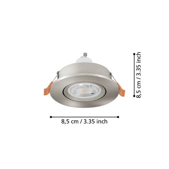 Eglo LED Einbauspot Barranco GU10 4,5W neutralweiss 4000K IP44 Nickel-matt Ø8cm 902252