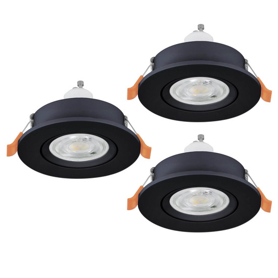 Eglo LED Einbauspot Barranco 3-flammig GU10 3x 4,5W neutralweiss 4000K Schwarz Ø9cm 902257