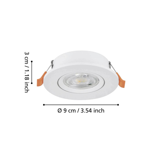 Eglo LED Einbauspot Barranco 4,8W CCT warm-/neutral-/tageslichtweiss 2700/4000/6500K Weiss Ø9cm 902261