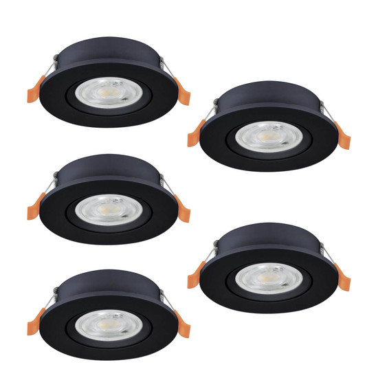 Eglo LED Einbauspot Barranco 5-flammig 5x 4,8W CCT warm-/neutral-/tageslichtweiss 2700/4000/6500K Schwarz Ø9cm 902266
