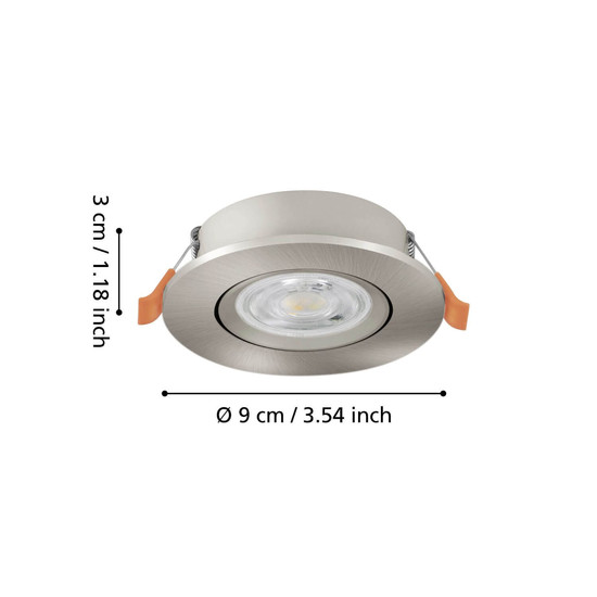 Eglo LED Einbauspot Barranco 4,8W CCT warm-/neutral-/tageslichtweiss 2700/4000/6500K Nickel-matt Ø9cm 902267