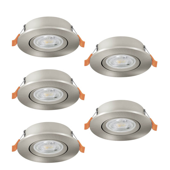 Eglo LED Einbauspot Barranco 5-flammig 5x 4,8W CCT warm-/neutral-/tageslichtweiss 2700/4000/6500K Nickel-matt Ø9cm 902269