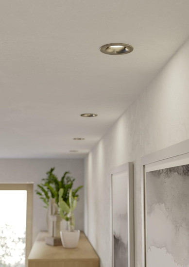 Eglo LED Einbauspot Salabate 5W CCT warm-/neutral-/tageslichtweiss 2700/4000/6500K IP65 Nickel-matt Aluminium Ø9cm 902275
