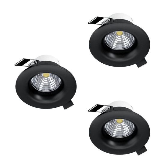 Eglo LED Einbauspot Saliceto 3-flammig dimmbar 3x 4,8W warmweiss 2700K Schwarz Aluminium Ø9cm 902278
