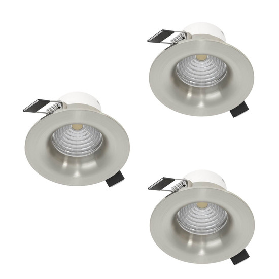 Eglo LED Einbauspot Saliceto 3-flammig dimmbar 3x 4,8W warmweiss 2700K Nickel-matt Aluminium Ø9cm 902279