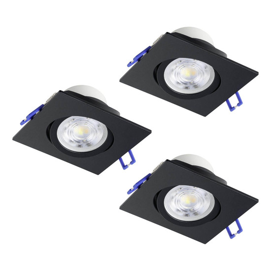 Eglo LED Einbauspot Saliceto 3-flammig dimmbar 3x 4,8W warmweiss 2700K Schwarz Aluminium 9x9cm 902284