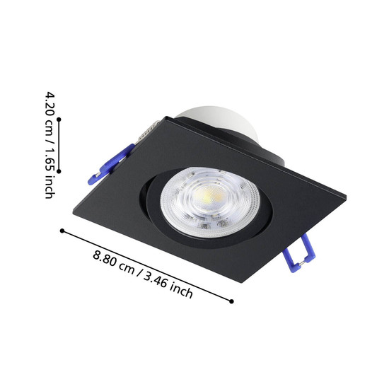 Eglo LED Einbauspot Saliceto 3-flammig dimmbar 3x 4,8W warmweiss 2700K Schwarz Aluminium 9x9cm 902284