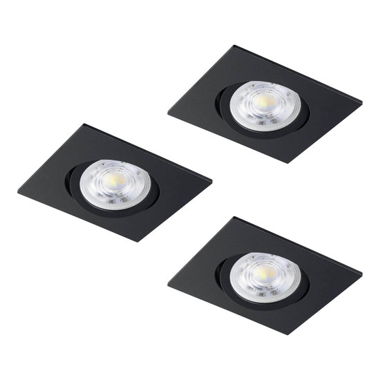 Eglo LED Einbauspot Saliceto 3-flammig dimmbar 3x 6,4W neutralweiss 4000K Schwarz Aluminium 9x9cm 902285
