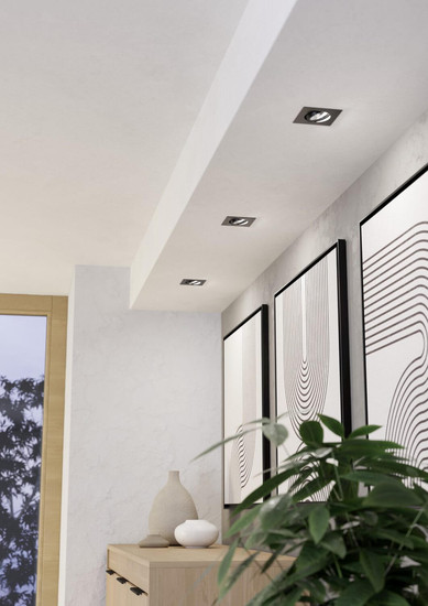 Eglo LED Einbauspot Saliceto 3-flammig dimmbar 3x 6,4W neutralweiss 4000K Schwarz Aluminium 9x9cm 902285