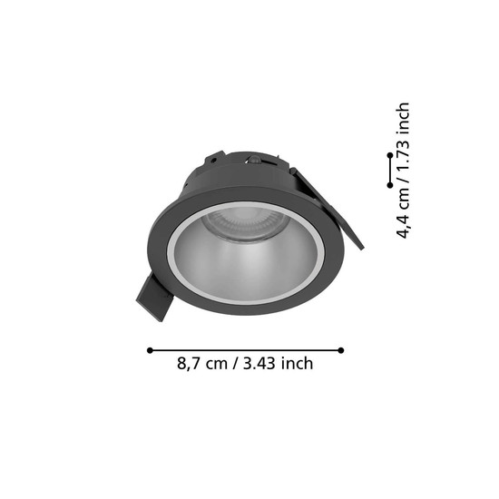 Eglo LED Einbauspot Yebra dimmbar 4,8W CCT warm-/neutral-/tageslichtweiss 2700/4000/6500K IP44 Schwarz Ø9cm 902296
