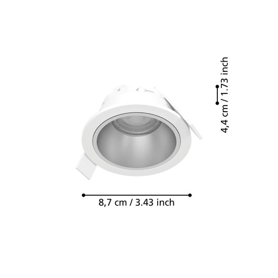 Eglo LED Einbauspot Yebra dimmbar 4,8W CCT warm-/neutral-/tageslichtweiss 2700/4000/6500K IP44 Weiss Ø9cm 902297