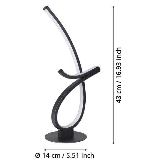 Eglo LED Tischleuchte Cardoncito 12W CCT warm-/neutral-/tageslichtweiss 2700/4000/6500K Schwarz Stahl 46x22cm 902348