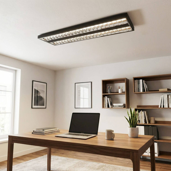 Eglo LED Rasterleuchte Martelliano 33,6W CCT warm-/neutral-/tageslichtweiss 2700/4000/6500K Schwarz Transparent Stahl 124,5x31cm 902352