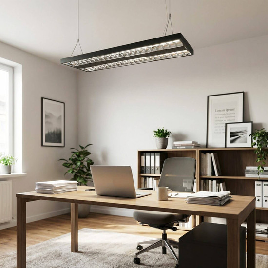 Eglo LED Rasterleuchte Martelliano 33,6W CCT warm-/neutral-/tageslichtweiss 2700/4000/6500K Schwarz Transparent Stahl 124,5x31cm 902352
