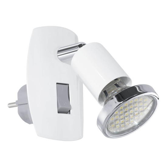 Eglo LED Steckdosenspot Mini 4 GU10 2,8W warmweiss 3000K Weiss Chrom Stahl 10x7cm 902365