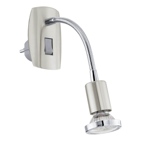 Eglo LED Steckdosenspot Mini 4 GU10 2,8W warmweiss 3000K Nickel-matt Chrom Stahl 18x7cm 902366