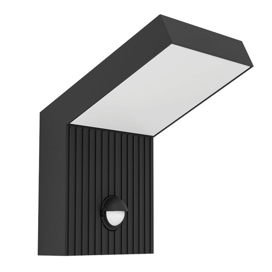 Eglo LED Außen-Wandleuchte Grottazzolina 8,1W warmweiss 3000K Bewegungsmelder IP65 Schwarz-struktur Milchweiss Aluminium 17,5x11cm 902414