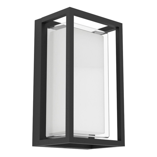 Eglo LED Außen-Wandleuchte Genovese 10W CCT warm-/neutral-/tageslichtweiss 3000/4500/6000K IP65 Schwarz-struktur Klar Aluminium 24x14cm 902417