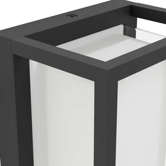 Eglo LED Außen-Wandleuchte Genovese 10W CCT warm-/neutral-/tageslichtweiss 3000/4500/6000K IP65 Schwarz-struktur Klar Aluminium 24x14cm 902417