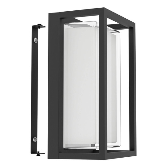 Eglo LED Außen-Wandleuchte Genovese 10W CCT warm-/neutral-/tageslichtweiss 3000/4500/6000K IP65 Schwarz-struktur Klar Aluminium 24x14cm 902417