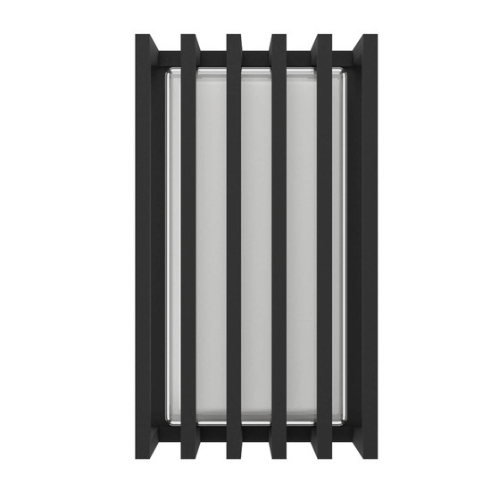 Eglo LED Außen-Wandleuchte Genovese 10W CCT warm-/neutral-/tageslichtweiss 3000/4500/6000K IP65 Schwarz-struktur Klar Aluminium mit Gitter 24x14cm 902418