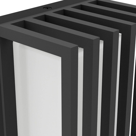 Eglo LED Außen-Wandleuchte Genovese 10W CCT warm-/neutral-/tageslichtweiss 3000/4500/6000K IP65 Schwarz-struktur Klar Aluminium mit Gitter 24x14cm 902418