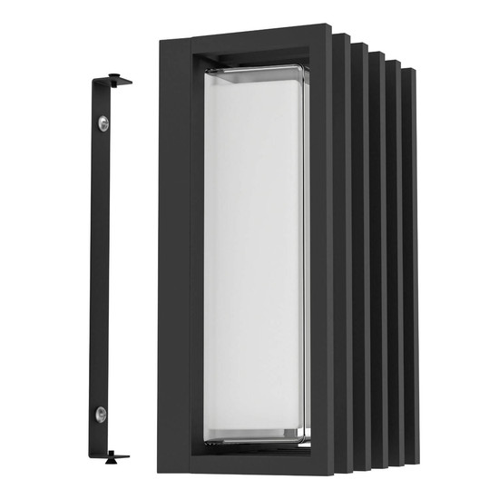 Eglo LED Außen-Wandleuchte Genovese 10W CCT warm-/neutral-/tageslichtweiss 3000/4500/6000K IP65 Schwarz-struktur Klar Aluminium mit Gitter 24x14cm 902418