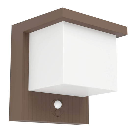 Eglo LED Solar-Wandleuchte Frigento 7W warmweiss 3000K Bewegungsmelder IP44 Rostbraun Milchweiss Aluminium mit Sensor 15x14cm 902434
